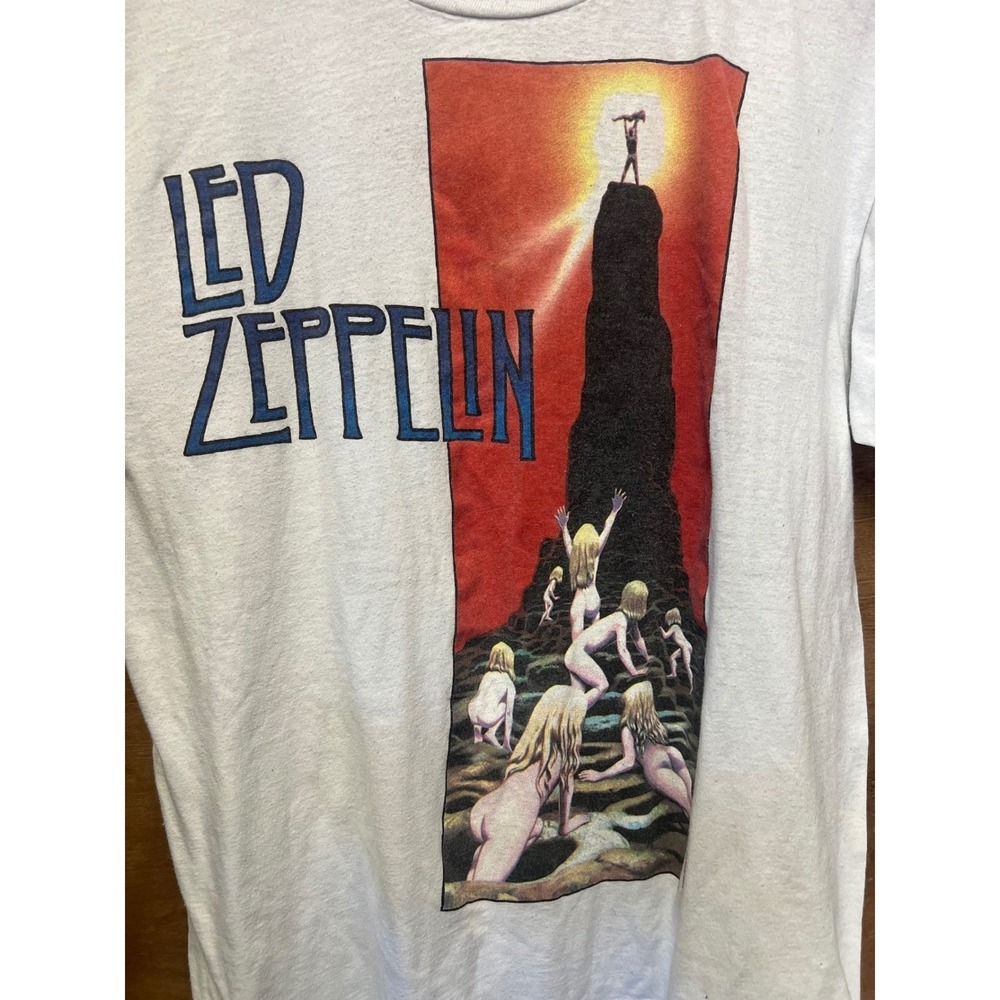 Vintage 1988 Led Zeppelin Houses of the Holy Shirt Anvil White Large 50/50 USA - Picture 1 of 7